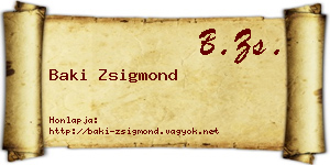 Baki Zsigmond névjegykártya